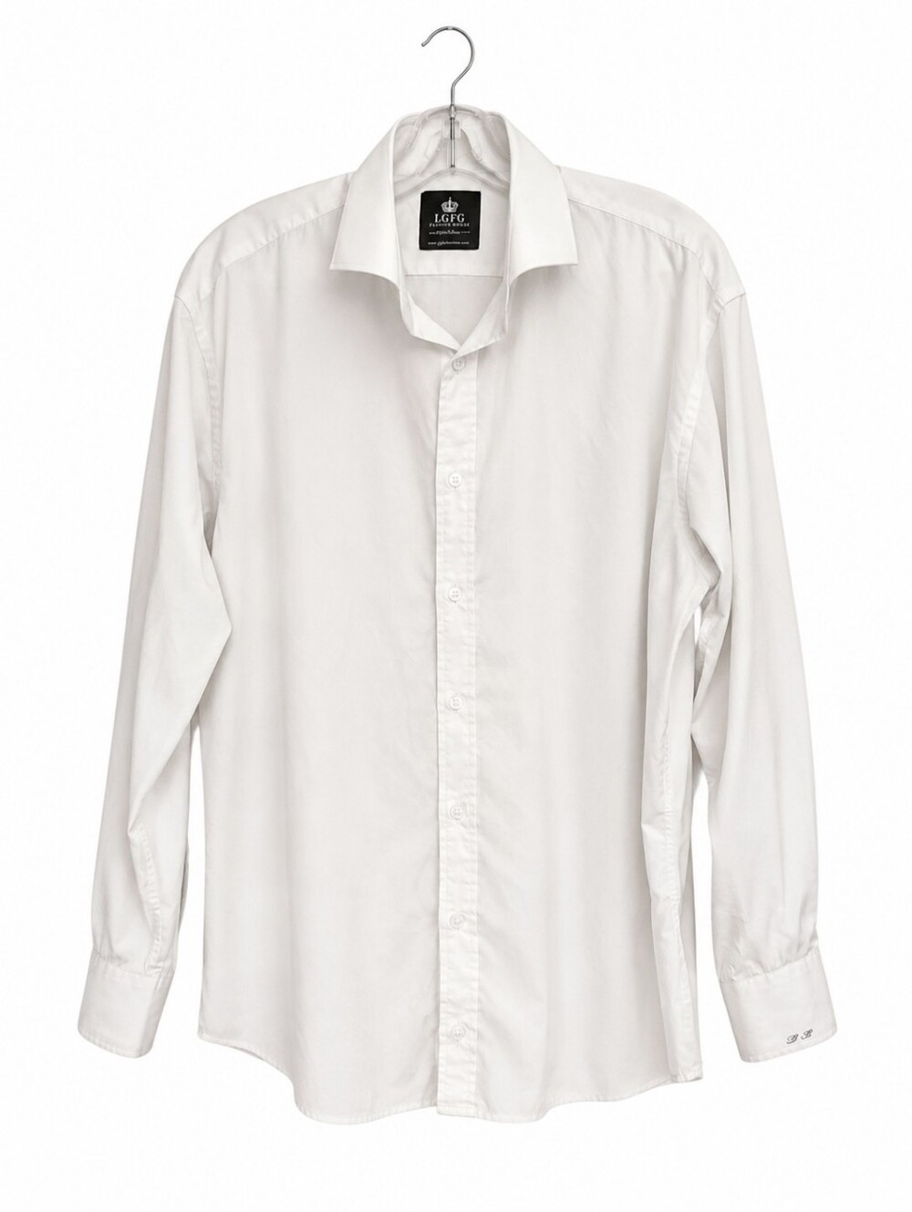LGFG Fashion House Men's XXL White Dress Shirt Long Sleeve Button Front Business